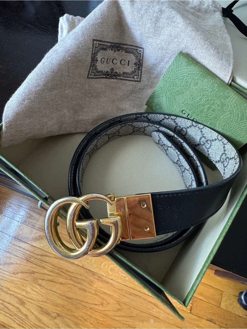 Gucci Supreme Belt Reversible GG Monogram / Ebony